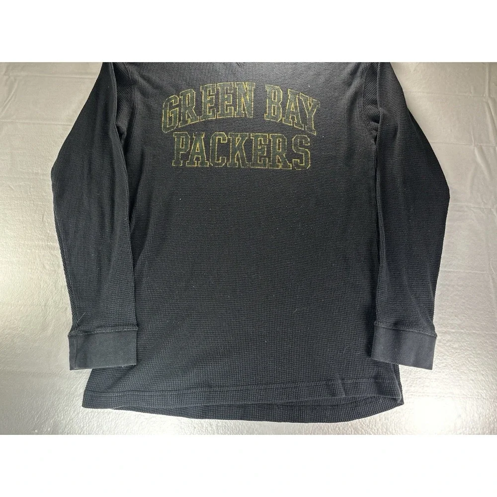 Vintage NFL Green Bay Packer Waffle Knit Sweater Mens Large 100% Cotton Spellout